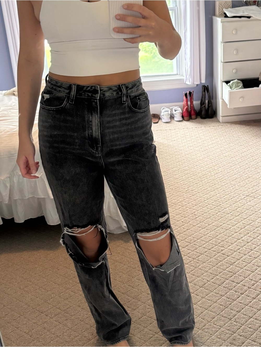 PacSun Women’s High-Waisted Ripped Black Jeans, Size 28